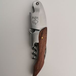 Stainless steel wine corkscrew with wood handle